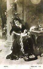 1900s Sleeping Beautiful Girl Silent Dream Romantic card B&W ANTIQUE POSTCARD picture