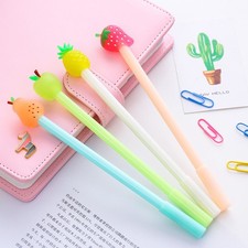 2Pcs Cute Fruits Gel Pen Ballpoint Black Ink Student School Stationery Gift picture