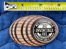 1920S INVINCIBLE OIL BARREL POCKET MIRROR RARE PITTSBURGH CELLULOID ADVERTISING picture