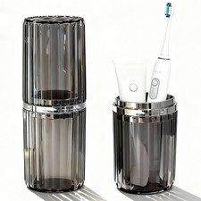 Toothbrush Travel Case with Rinse Cups, Portable Toothbrush Holder Grey picture
