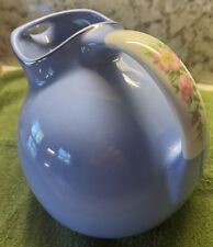 Vintage Hall's Blue Superior Quality Kitchenware Rose Parade Pitcher Ice Lip picture
