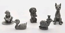 Lot of 5 VTG Pewter Miniture Figures Dogs Snail Duck Rawcliffe Signed Gold Miner picture