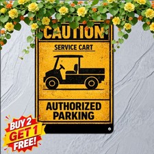 Golf Cart Reserved Parking Funny Sign Weatherproof Aluminum Fairway Plaque picture
