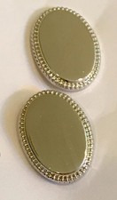 Pair of Bright Silver Plated Cuff Links - Oval Shape - Suitable for  Monogram picture