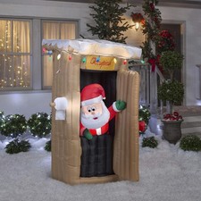 6 FT ANIMATED SANTA CLAUS IN OUTHOUSE AIRBLOWN YARD INFLATABLE picture