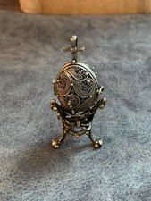 Greek Orthodox sterling silver egg and stand Madonna and child inside egg pendan picture