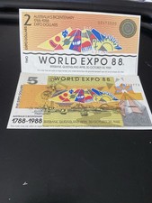 World Expo 88; Brisbane, Queensland, Australia; $2 & $5 Expo Dollars; Mint XF picture