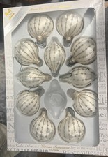 Vintage Unique Treasures Hand Lacquered Glass Ornament Set Of 11 Silver & Gold picture