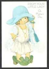 Vintage Mother's Day Card Dressed up Girl in Moms clothes From Your Little Lady picture
