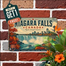 Scenic Waterfall Travel Poster Metal Sign Vintage Canadian Nature Tin Plaque picture