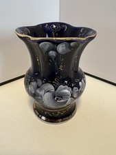 Gzhel Painted Royal Blue & Gold Floral Porcelain Vase 4