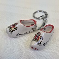 Souvenir Mini Amsterdam Holland Dutch Clogs Ceramic Pair Of Shoes Coat Of Arms picture