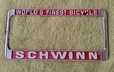 Vintage Schwinn Worlds Finest Bicycle License Plate Frame Appears NOS  picture