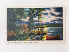 Willamette River Near Salem Oregon 1938 Vintage Linen Postcard picture