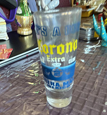 Corona Extra Pint Glass Blue & Yellow Logo Breweriana Beer Glass picture
