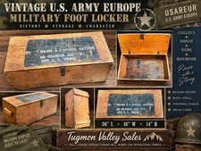 Vintage USAREUR U.S. Army Europe Military Wood Foot Locker Trunk 36” Original picture