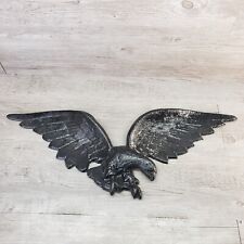 Vintage Cast Metal Iron Art  Wall Hanging American Bald Eagle Plaque 24” picture