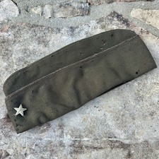 ORIGINAL WWII WW2 US Brigadier General Overseas Side Cap Hat - Scarce - Mothed picture