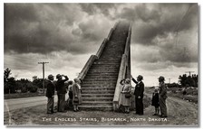 Vintage Style NEW ART  1930s RPPC-ENDLESS STAIRS-BISMARK NORTH DAKOTA-FAUX picture