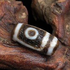 Rare Tibetan Buddhism Agate 2 Eyes Totem Dzi Bead Amulet Necklace Pendant G692 picture