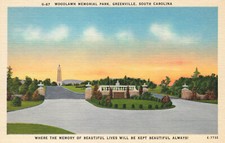 WOODLAWN MEMORIAL PARK POSTCARD GREENVILLE SC SOUTH CAROLINA 1940s picture
