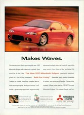 1997 Mitsubishi Eclipse Vintage Red Make Waves Original Print Ad 8.5 x 11