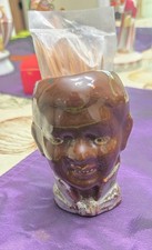 Vintage Brown Glazed Ceramic Male Head Bust Figurine Toothpick Holder 3