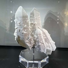 18.2LB Natural Calcite Crystal Quartz Cluster Crystal Obelisk Wand Point + Stand picture