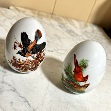 Vintage Avon 1984 Porcelain Eggs Four Seasons Autumn Oriole Winter Cardinal picture