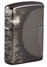 Zippo 49353,  Howling Wolf & Moon Deep Carve Armor Lighter, Black Ice Finish picture