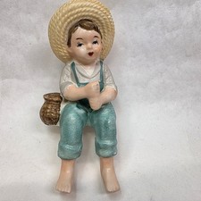 Ceramic Shelf Sitter Fishing Boy Figurine 5.5