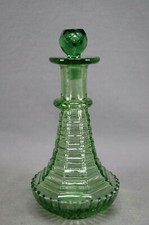 Bohemian Mold Blown Stepped Yellow Green Glass Cologne Bottle Circa 1860s picture