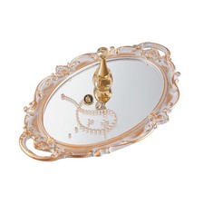 Vintage Gold Mirror Tray Vanity Perfume Storage Decorative Dresser Tray picture