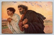 Eugène Burnand The Disciples Peter & John Apostles Biblical Art Postcard Paris picture