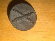 Vintage Antique Brass Screw On Back-World War 1 (?) Crossed Cannons for Collar picture