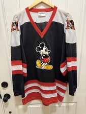 Vintage Genus Disney Mickey Mouse Mesh Jersey Shirt Mens XLarge Black Hockey 90s picture