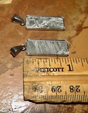 ETCHED  PAIR OF ALETA METEORITE  PENDANTS  STAINLESS STEEL  BALE & BACK NO CHAIN picture