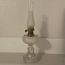 Vintage Satin Embossed Miniature Oil Lamp | 11” Tall picture