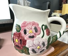 CBK Limited Pansy 3D Whimsy Granny Pitcher Vintage Burgundy Pink 6x7 picture