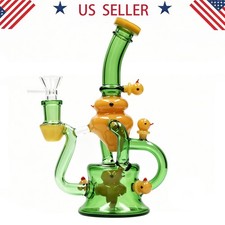 8 inch Glass Bongs and Water Pipes Smoking Recycler bong 14mm bowl Duck Hookah picture