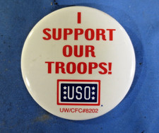 Vintage USO Military USA I Support Our Troops UW/CFC#8202 Button Pin (Free Ship) picture