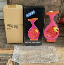 1996 Vtg Tweety Bird - Pink & Orange Vase Frame Warner Brothers Studio NOS Box picture