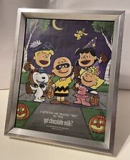 CHARLIE BROWN GREAT PUMPKIN Halloween Framed Picture “got chocolate milk” Ad picture