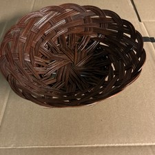 Round Woven Brown Wicker Basket H8 picture