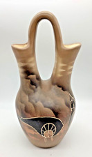 Hozoni Pottery  Wedding Vase Bear Carvings Brown 10” Hand Painted Signed picture
