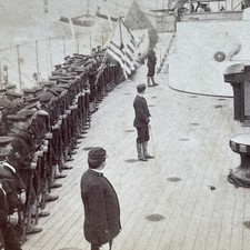 US Navy Sailors Morning Drill Stereoview 1898 Strohmeyer & Wyman Underwood picture