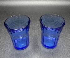 Hazel Atlas Moderntone Cobalt Blue Shot Glasses Set of 2 Depression Era picture