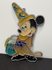 Vtg 1980s Disney Sorcerer Mickey Mouse Stained Glass Suncatcher Ornament picture