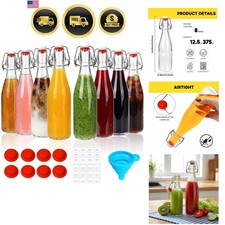 8 Pack 12oz Glass Swing Top Bottles with Airtight Lids picture