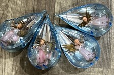 4- Antique 1950's Plastic Tear Drop Christmas Tree Ornament, Angels With Wings picture